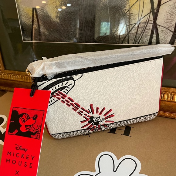 NWT Coach Mickey Mouse x Keith Haring Small Wristlet - Picture 3 of 8
